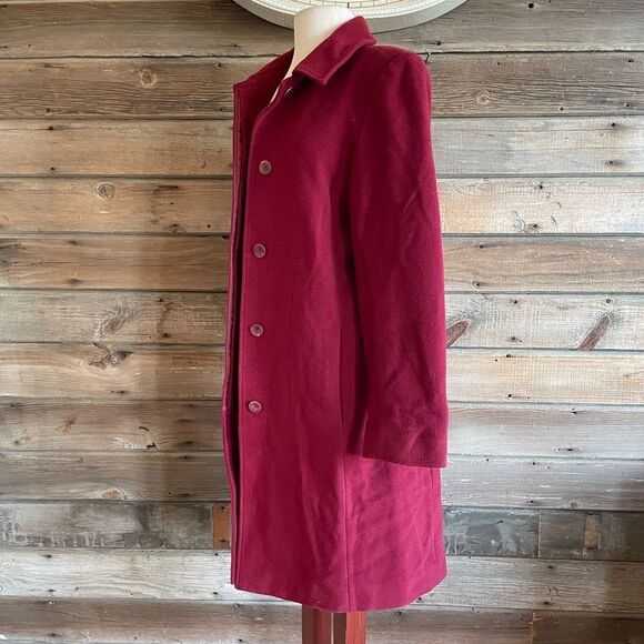Eddie Bauer Red Wool Blend Overcoat Size M EUC - Picture 4 of 7